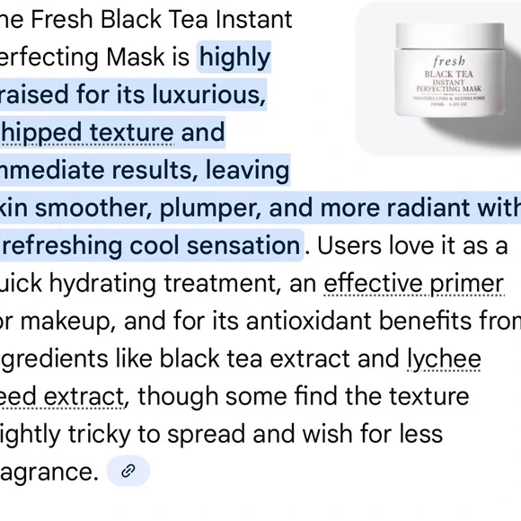 Fresh Black Tea Instant Perfecting Mask - Cream Jar - Picture 2 of 2